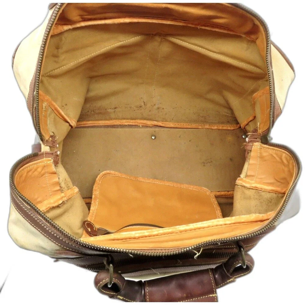 Vintage Timberland Canvas And Leather Duffle Bag